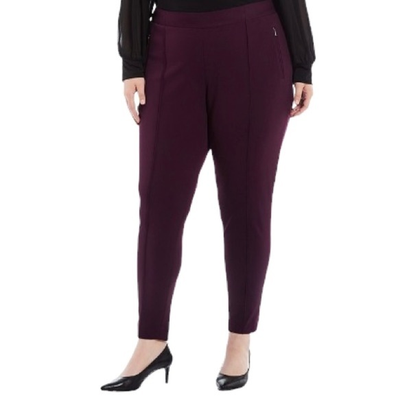 Calvin Klein NWT Plus Size Scuba Crepe Zipper Pocket Straight Leg Pull-On Pants - Picture 1 of 8